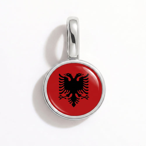 Charm - Flag Round – Silver