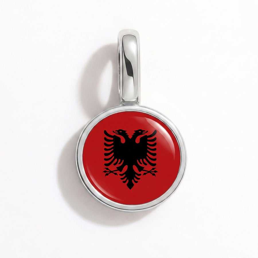 Charm - Flag Round – Silver