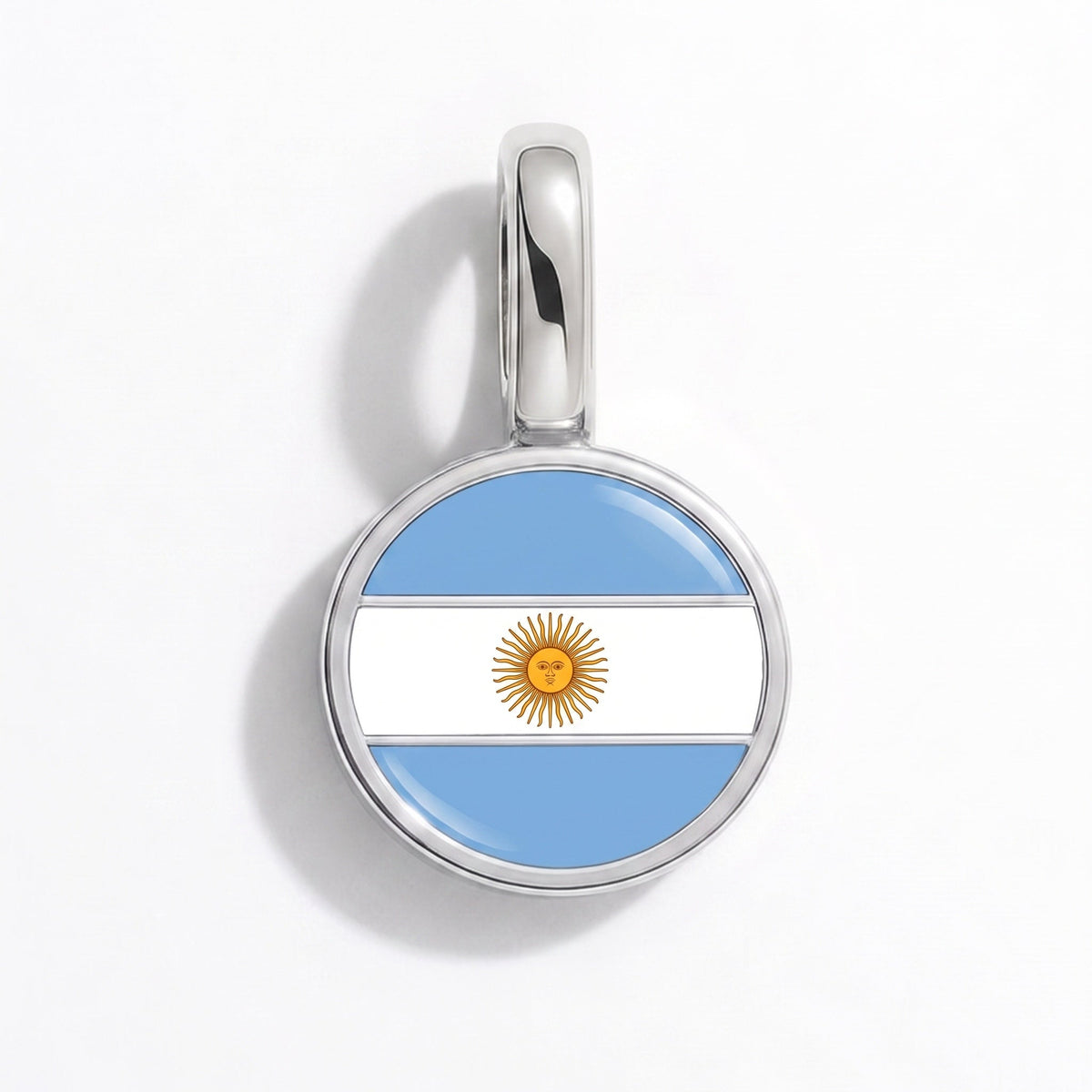 Charm - Flag Round – Silver
