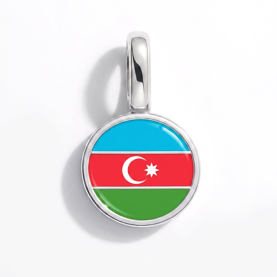 Charm - Flag Round – Silver