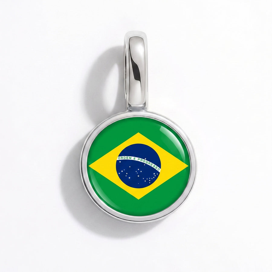 Charm - Flag Round – Silver