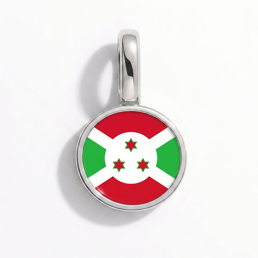 Charm - Flag Round – Silver