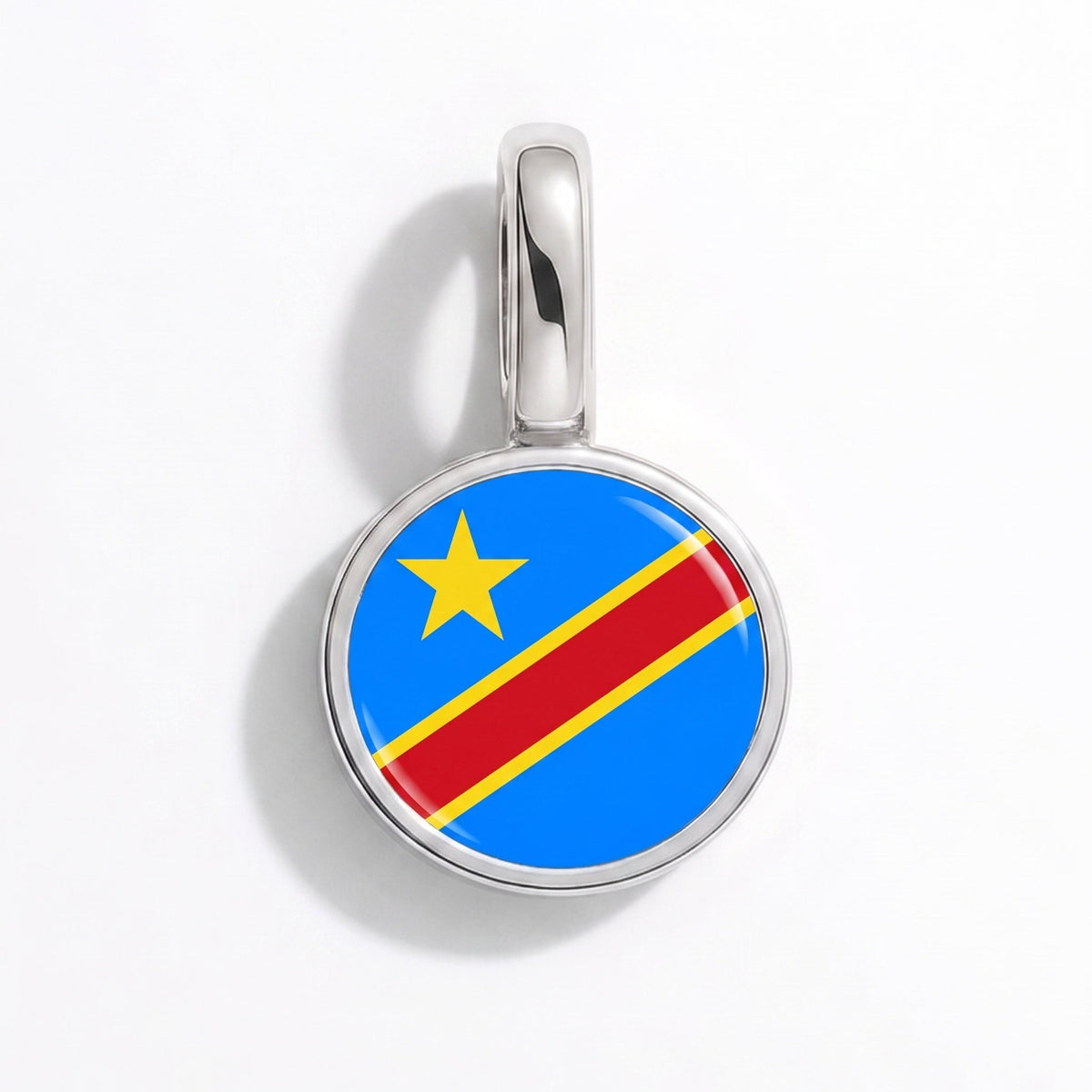 Charm - Flag Round – Silver