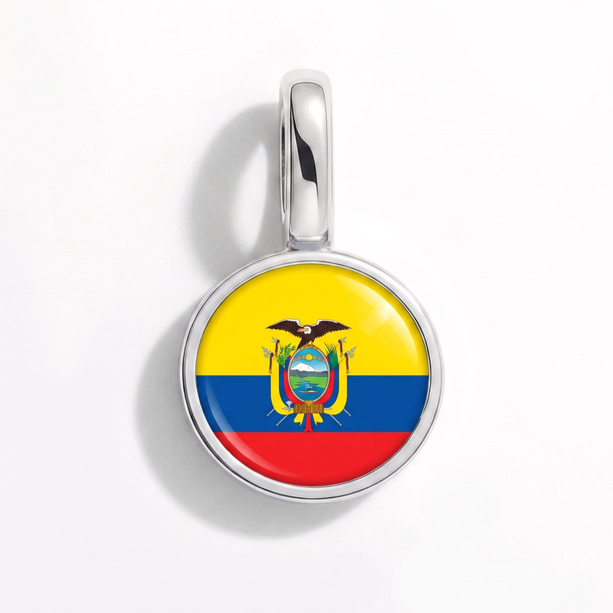 Charm - Flag Round – Silver