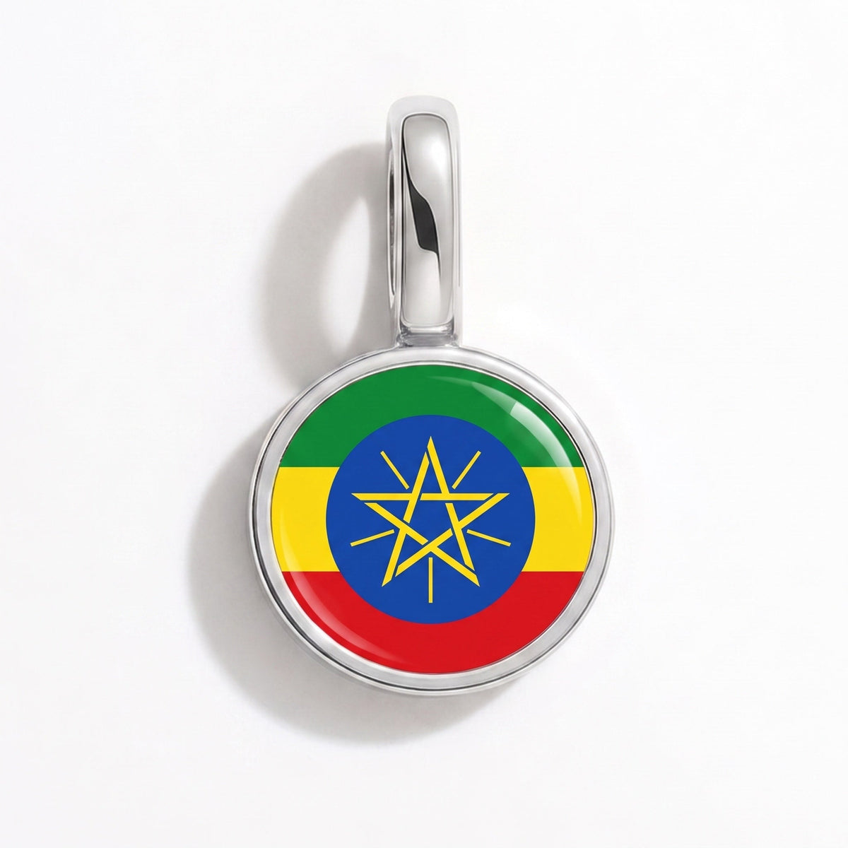 Charm - Flag Round – Silver