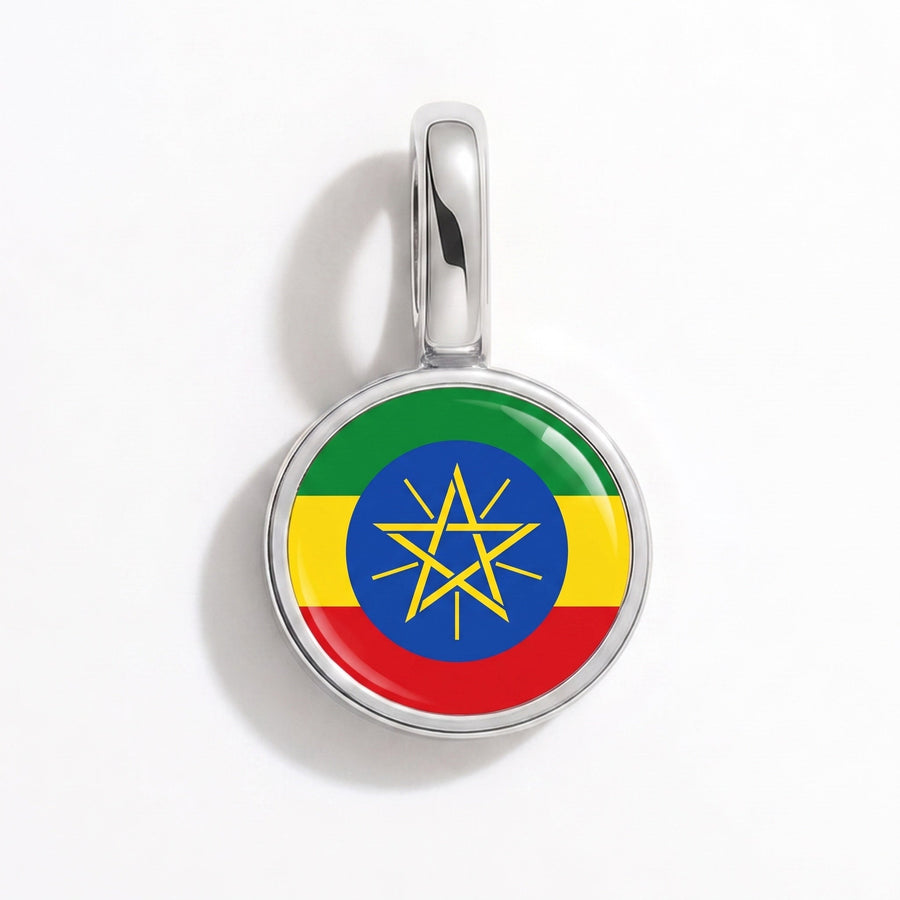 Charm - Flag Round – Silver