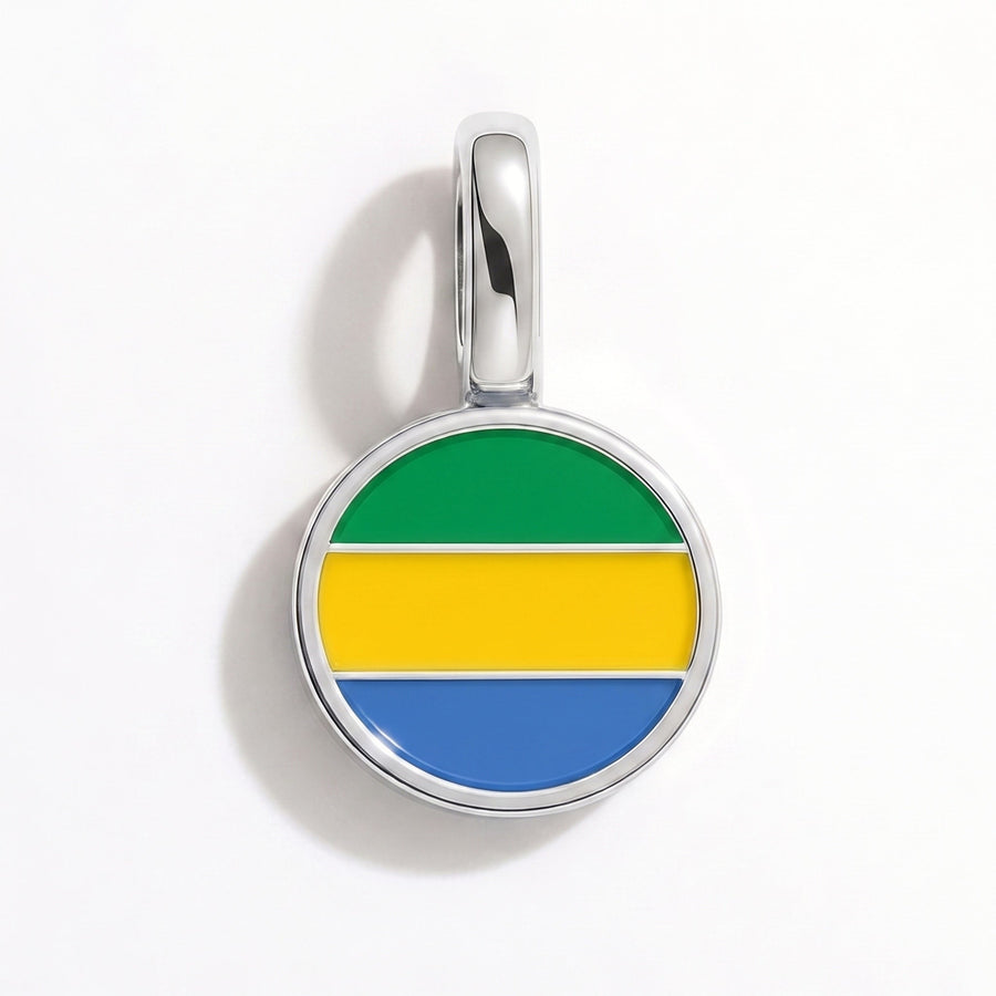 Charm - Flag Round – Silver