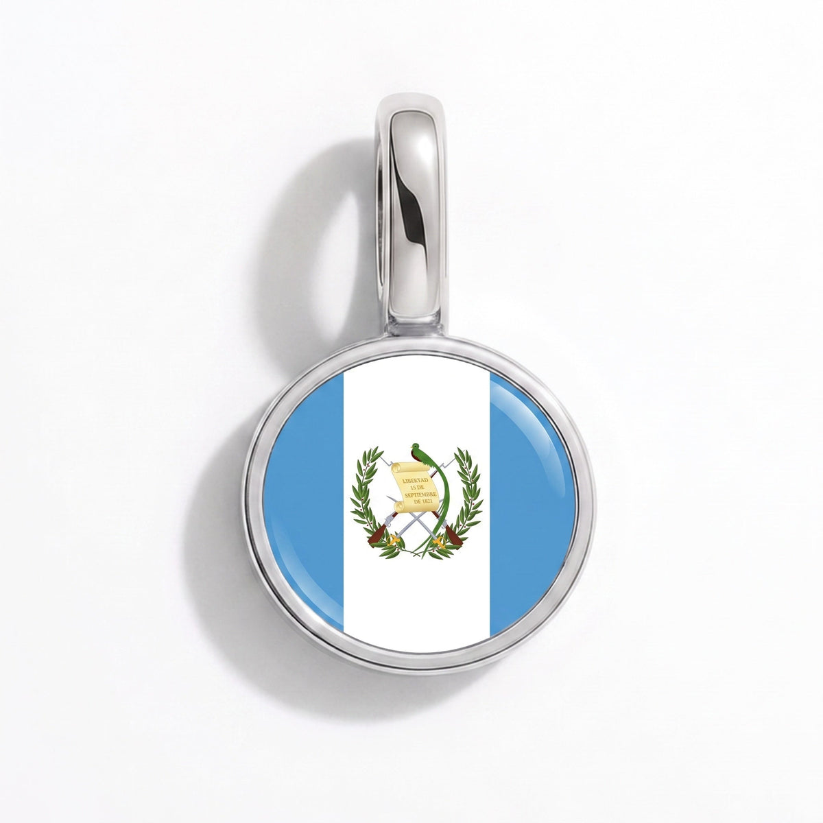 Charm - Flag Round – Silver