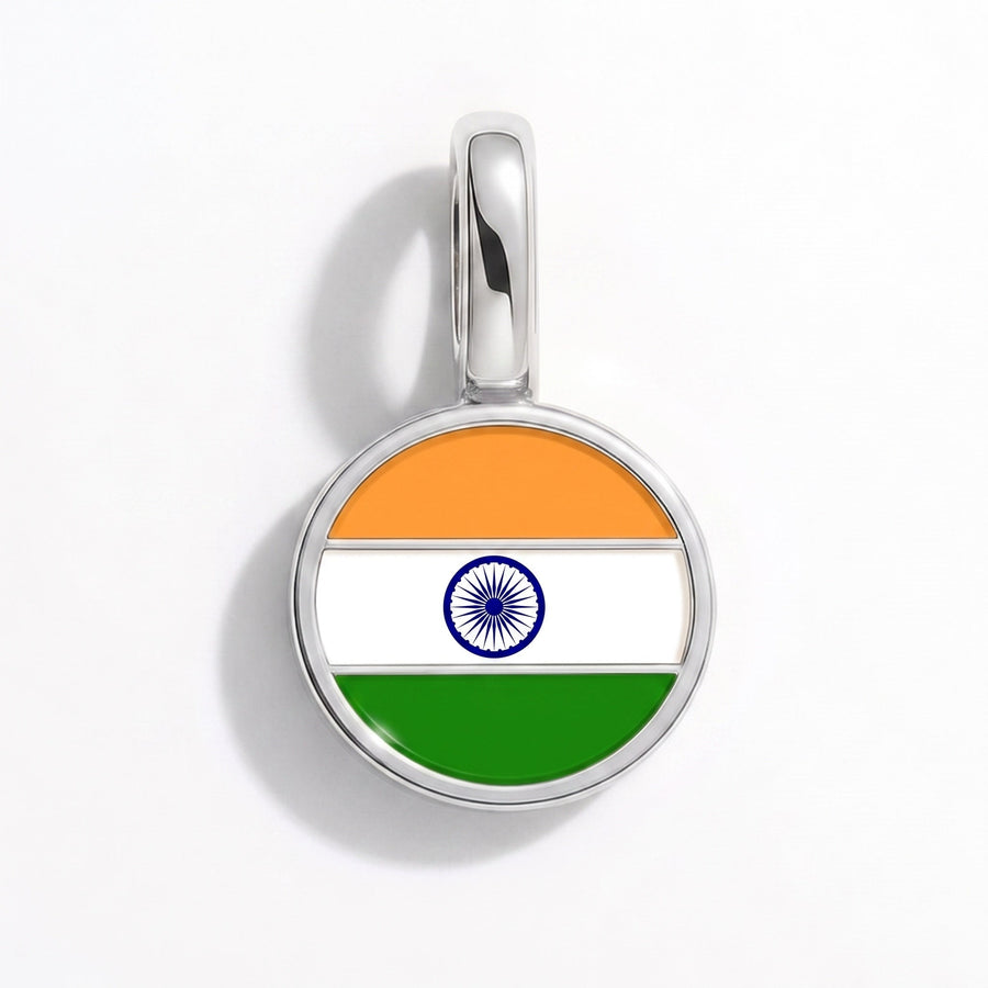 Charm - Flag Round – Silver