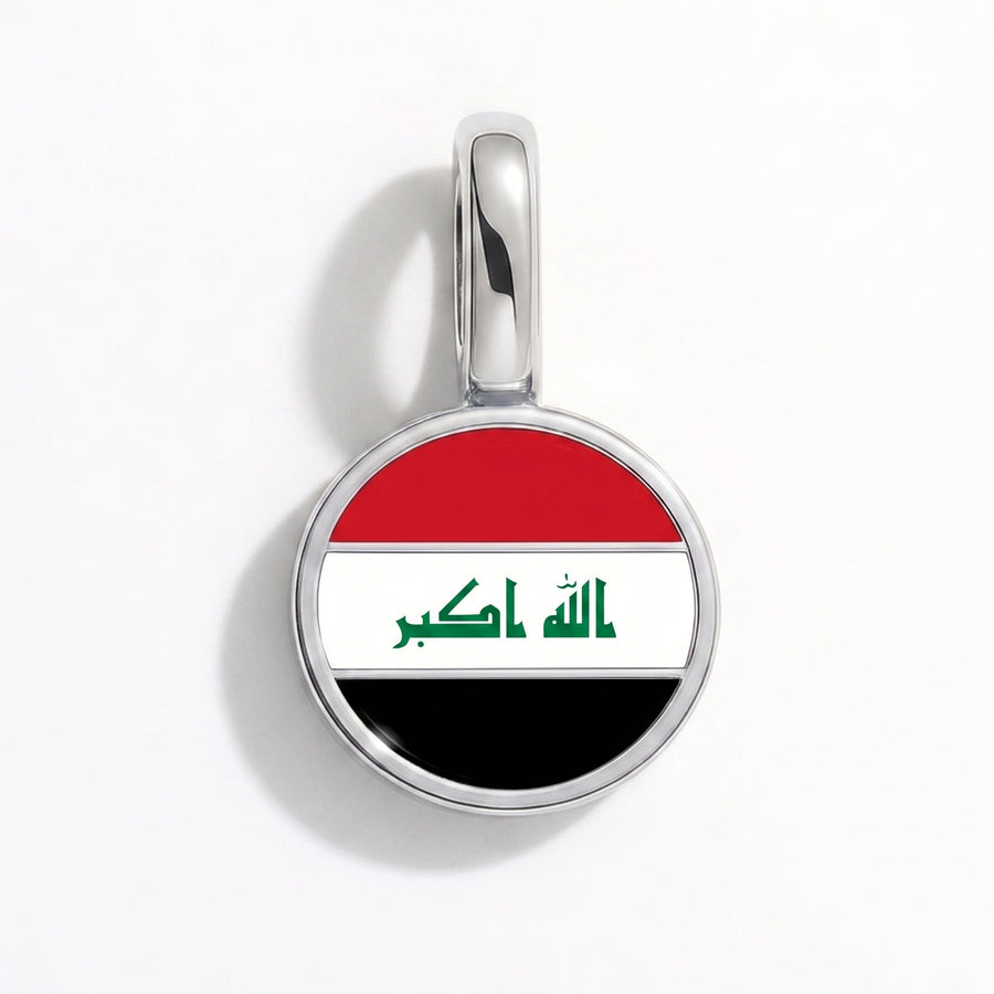 Charm - Flag Round – Silver