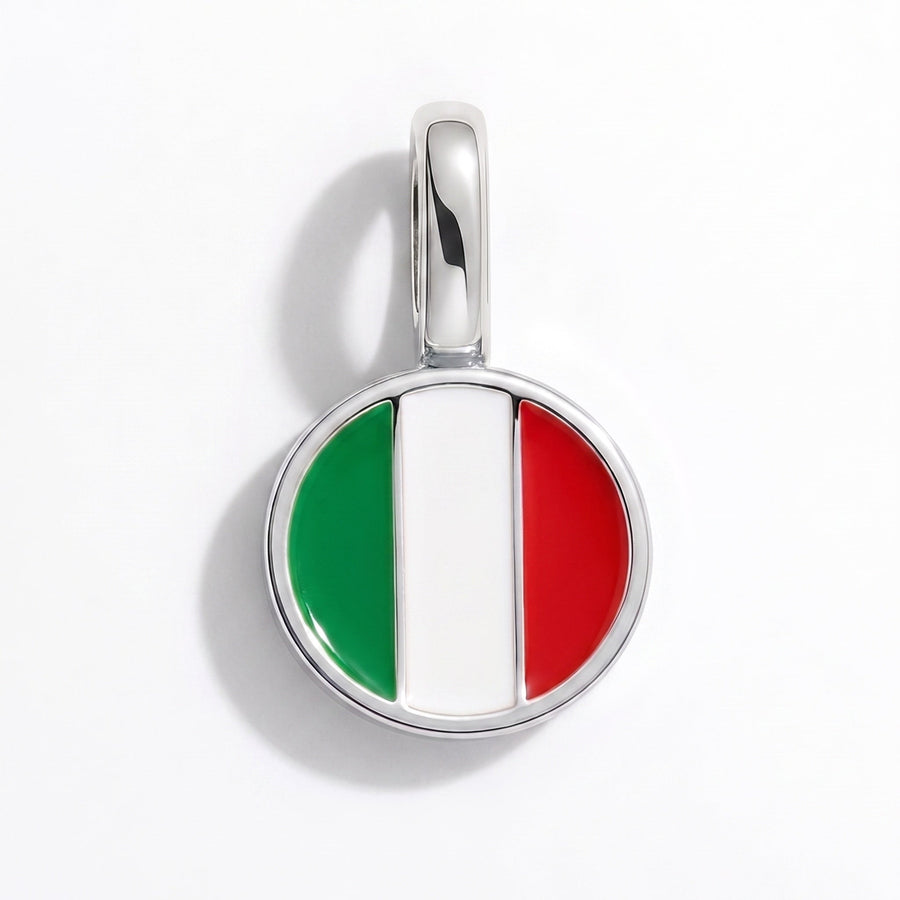 Charm - Flag Round – Silver