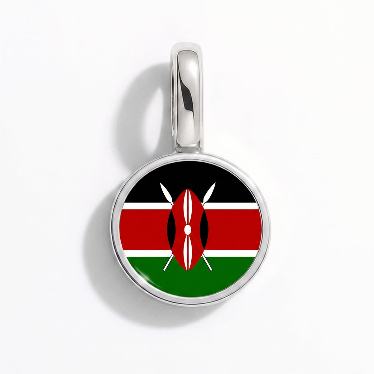 Charm - Flag Round – Silver