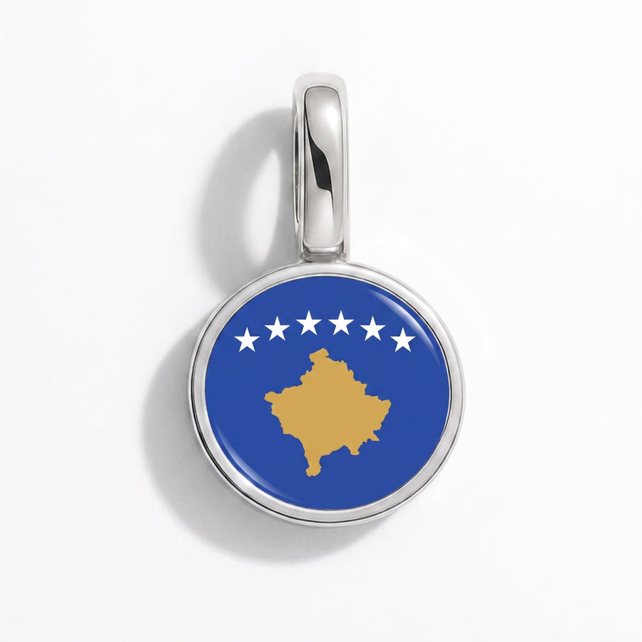 Charm - Flag Round – Silver
