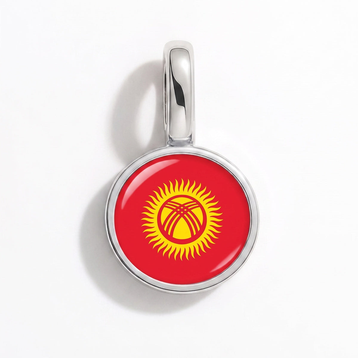 Charm - Flag Round – Silver