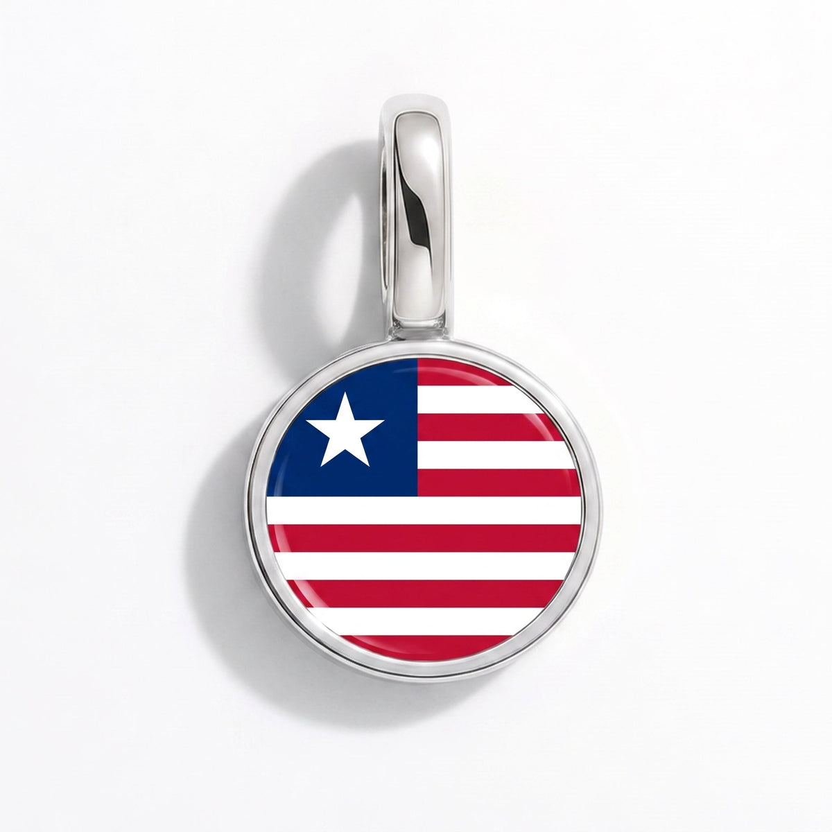 Charm - Flag Round – Silver