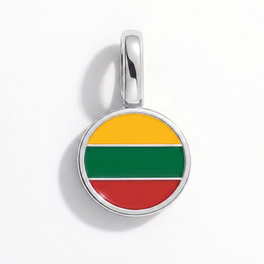 Charm - Flag Round – Silver