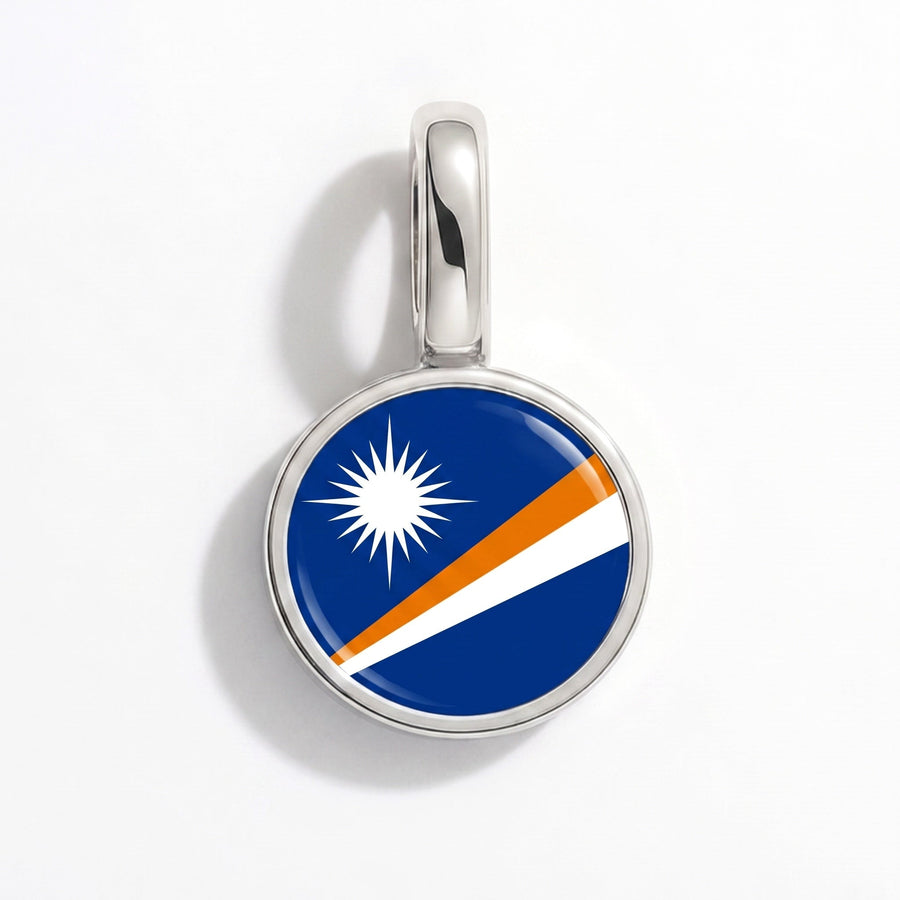 Charm - Flag Round – Silver