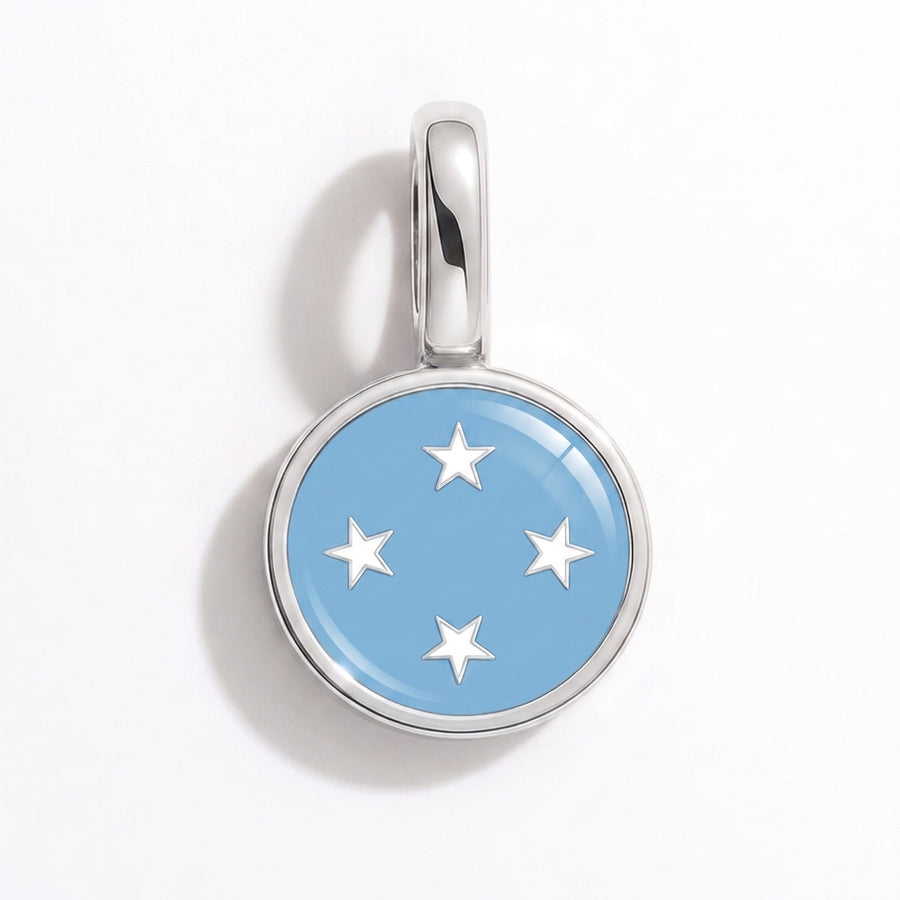 Charm - Flag Round – Silver