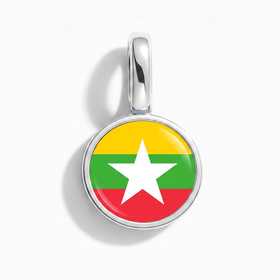 Charm - Flag Round – Silver