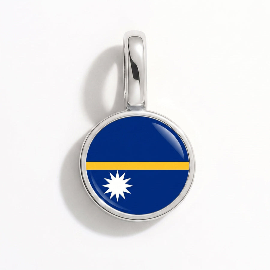 Charm - Flag Round – Silver