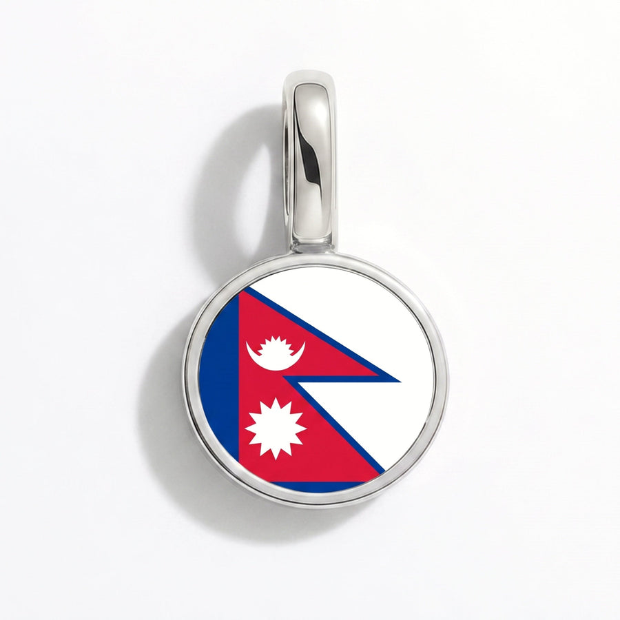 Charm - Flag Round – Silver