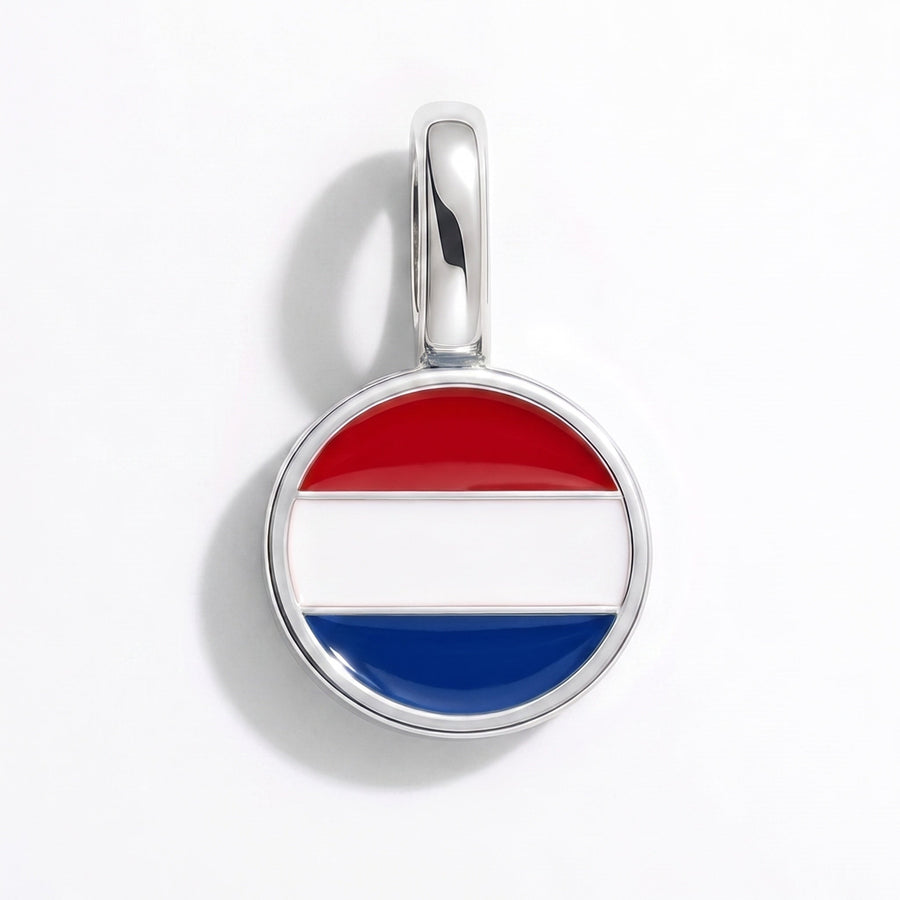 Charm - Flag Round – Silver