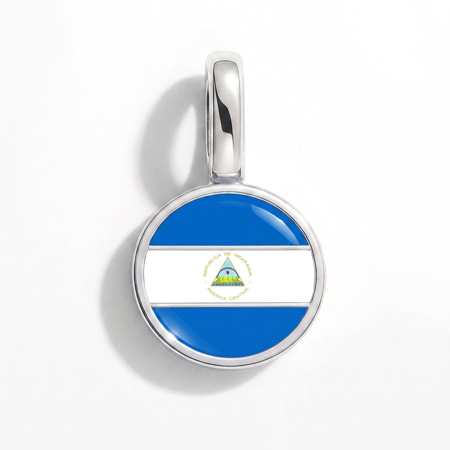 Charm - Flag Round – Silver