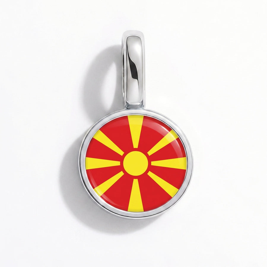 Charm - Flag Round – Silver