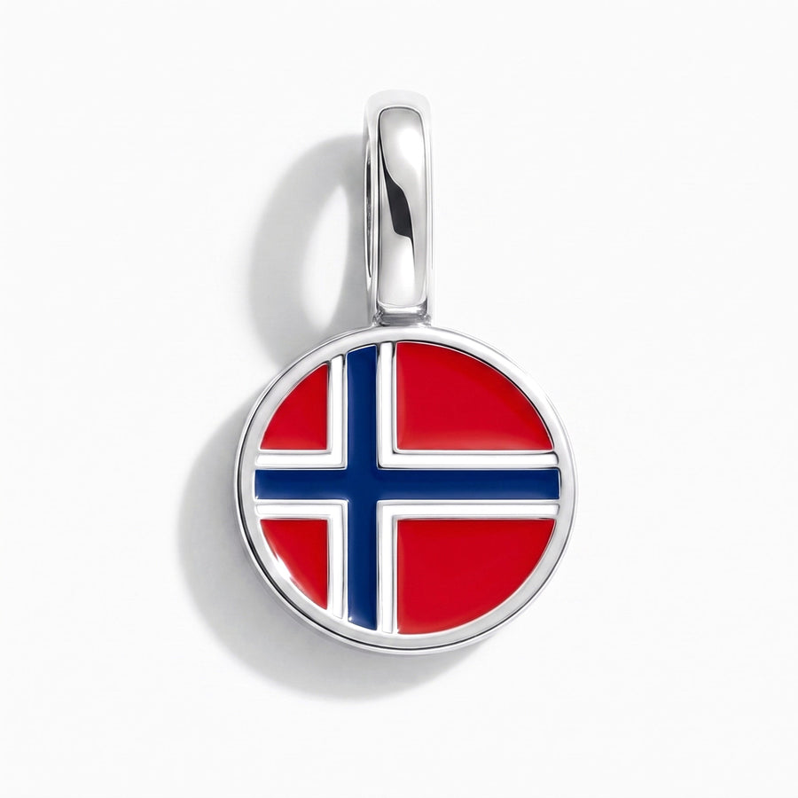 Charm - Flag Round – Silver