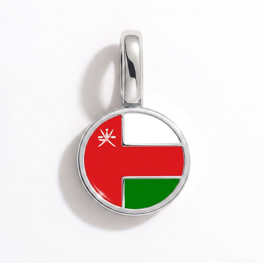 Charm - Flag Round – Silver