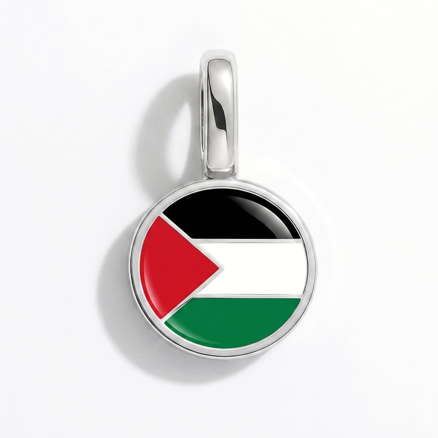 Charm - Flag Round – Silver