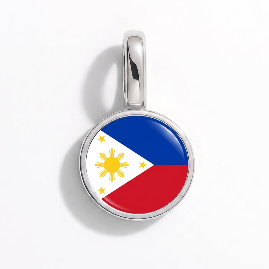Charm - Flag Round – Silver