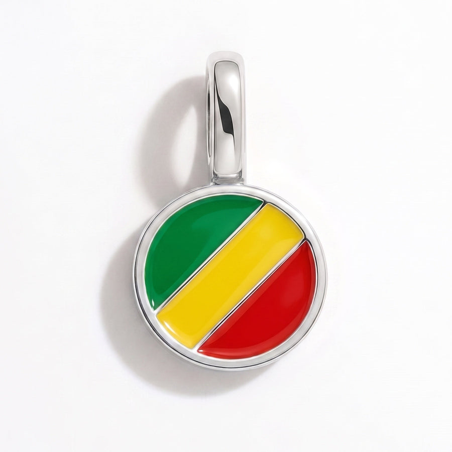 Charm - Flag Round – Silver