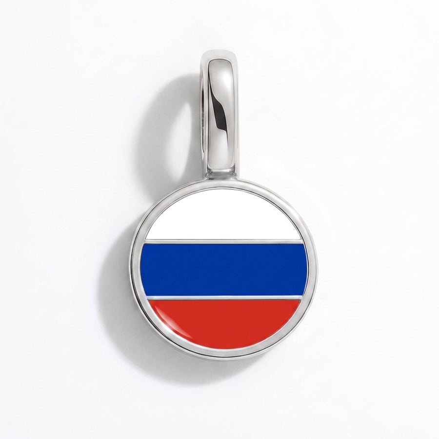 Charm - Flag Round – Silver