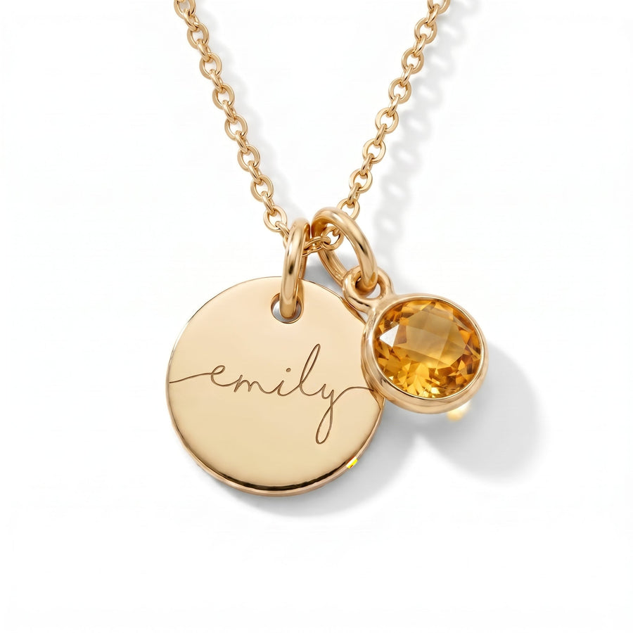 Custom name necklace with birthstone