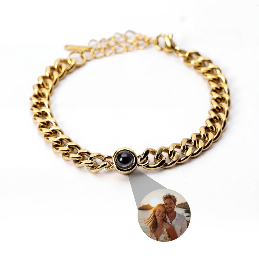 Personalized photo bracelet with your photo - Cuban chain