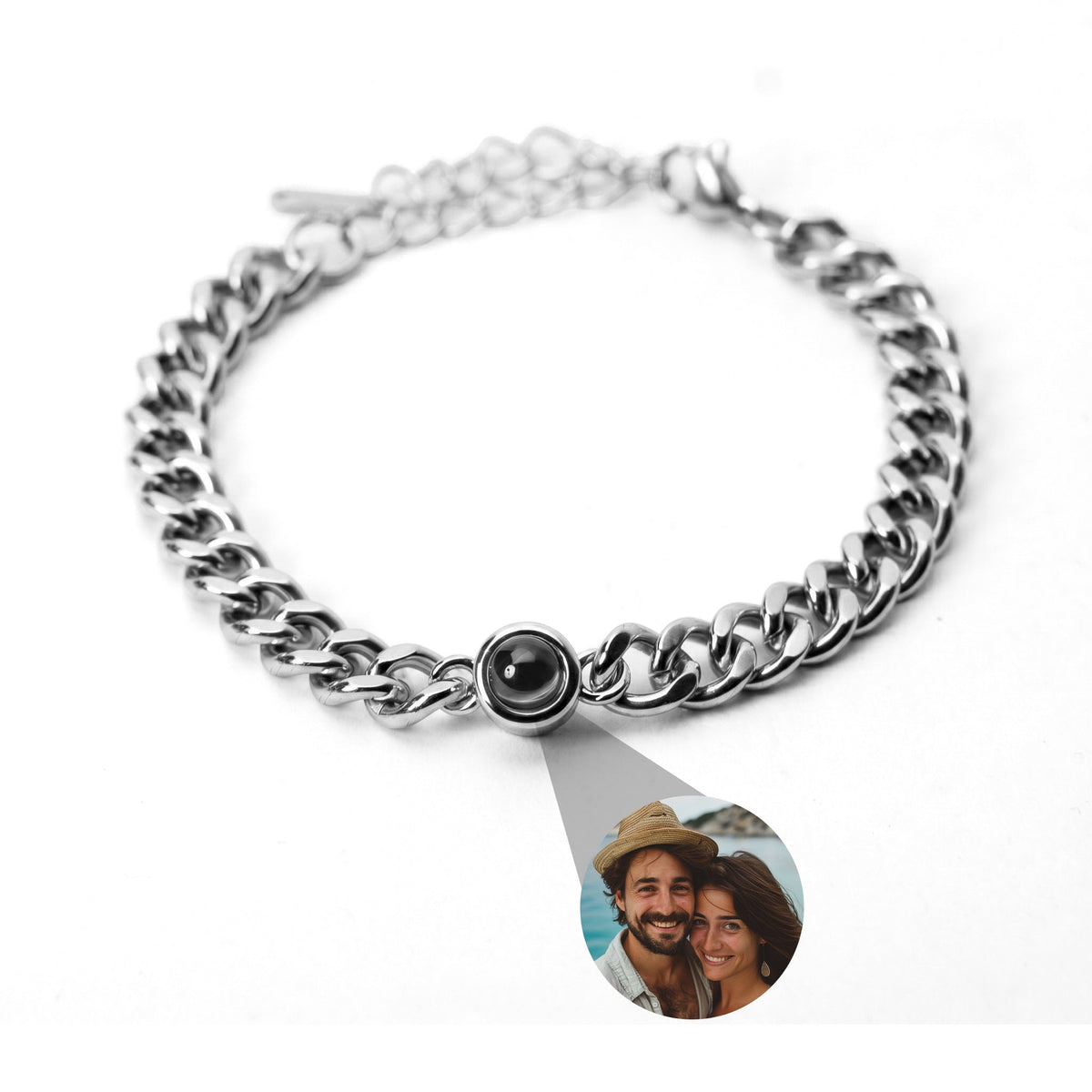 Personalized photo bracelet with your photo - Cuban chain