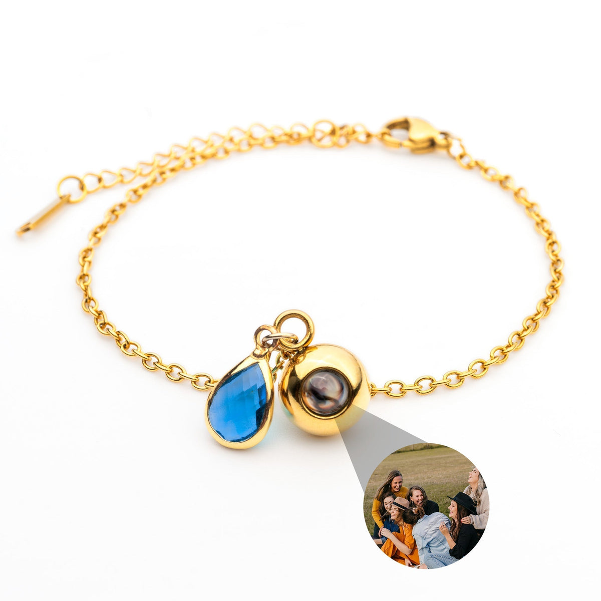 Personalized photo bracelet with your photo - Birthstone