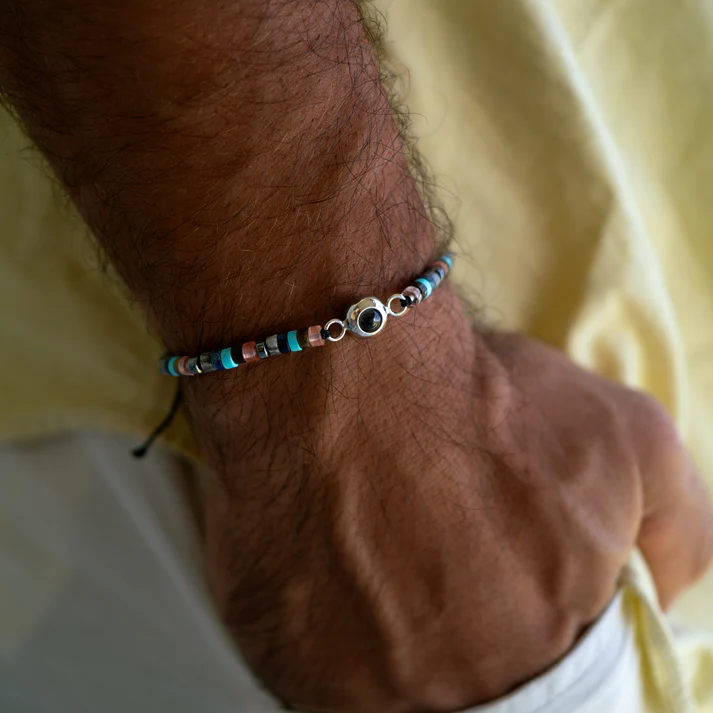 Personalized photo bracelet with your photo - Heishi Gemstone