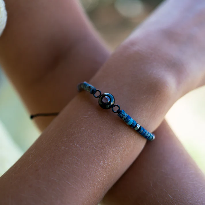 Personalized photo bracelet with your photo - Heishi Gemstone