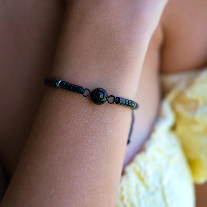 Personalized photo bracelet with your photo - Heishi Gemstone