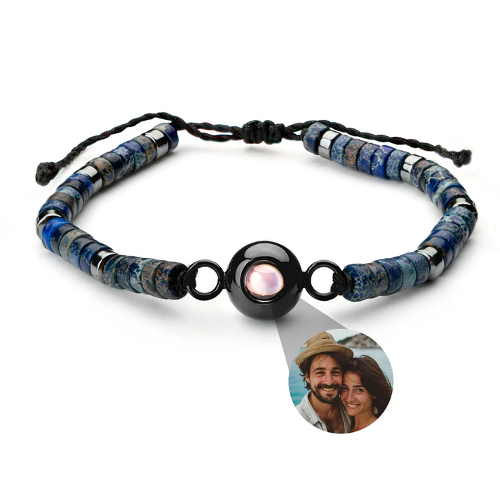 Personalized photo bracelet with your photo - Heishi Gemstone