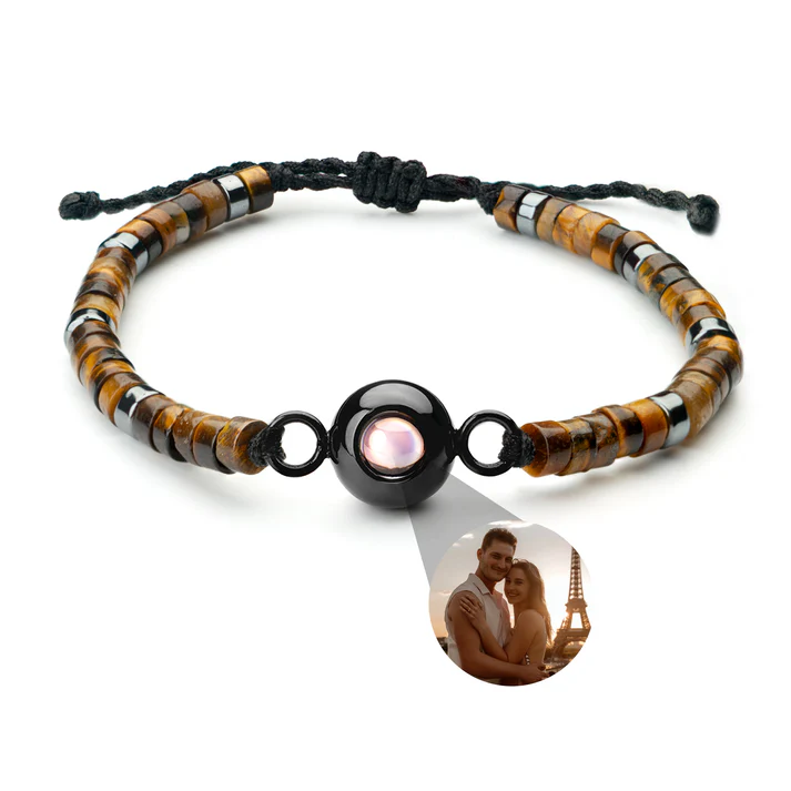 Personalized photo bracelet with your photo - Heishi Gemstone