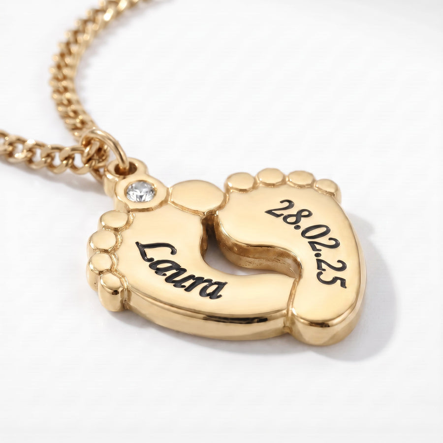 Baby Feet Necklace with Engraving