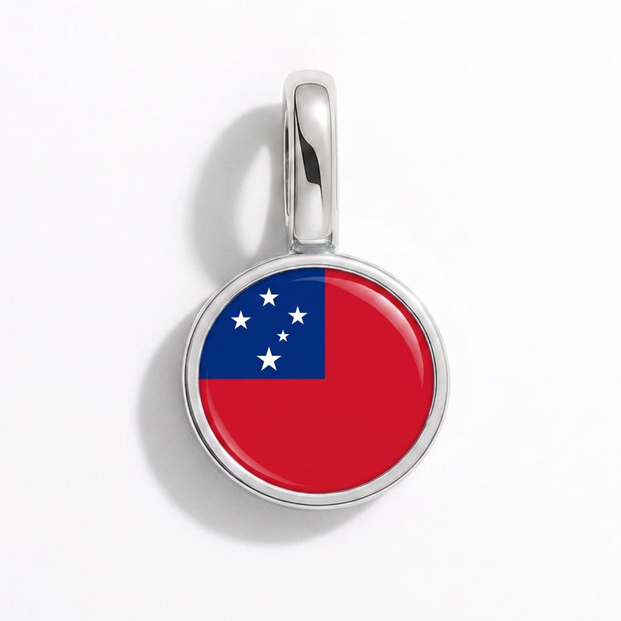 Charm - Flag Round – Silver