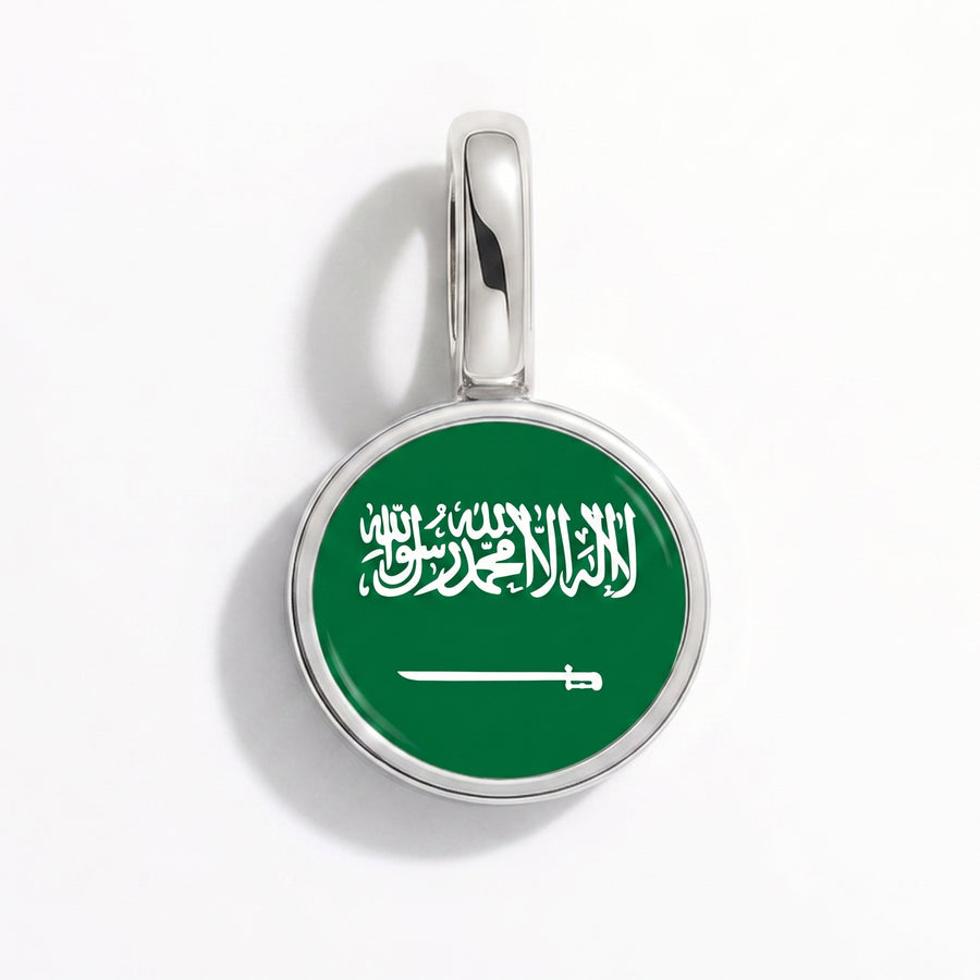 Charm - Flag Round – Silver