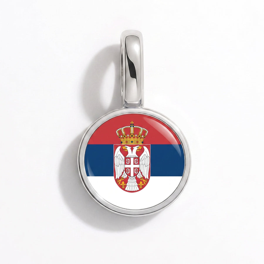 Charm - Flag Round – Silver