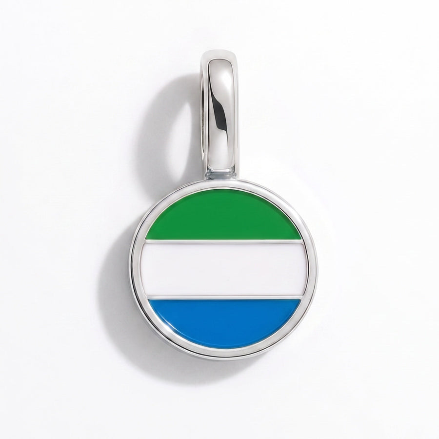 Charm - Flag Round – Silver