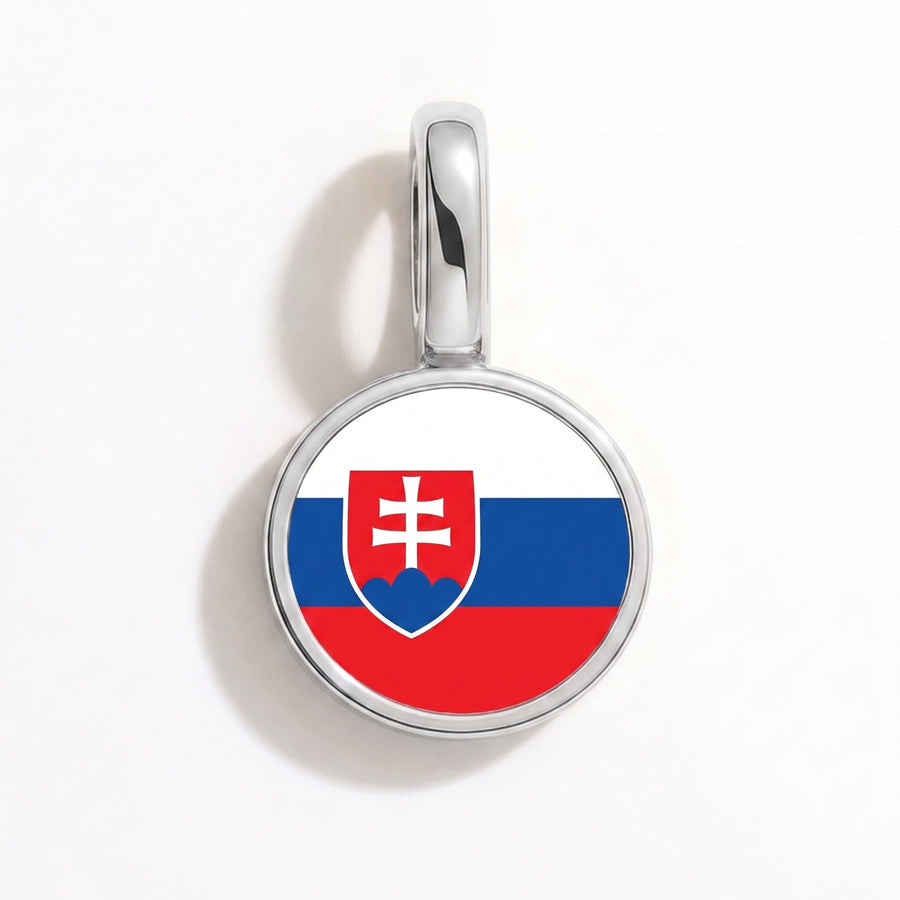 Charm - Flag Round – Silver
