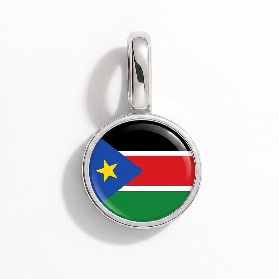 Charm - Flag Round – Silver